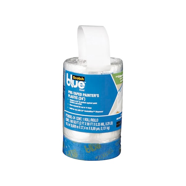 Scotch ScotchBlue 30 ft. W X 24 in. L X 0.35 mil Pre-Taped Painter's Plastic 1 pk PT2093EL-24 - main